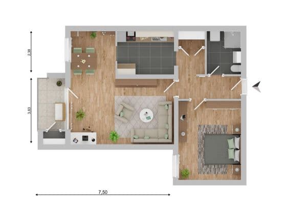 Prenájom bytu 2-izbový 64 m², Steinkamp 29, Harrislee Prenájom bytu 2-izbový 64 m², Steinkamp 29, Harrislee