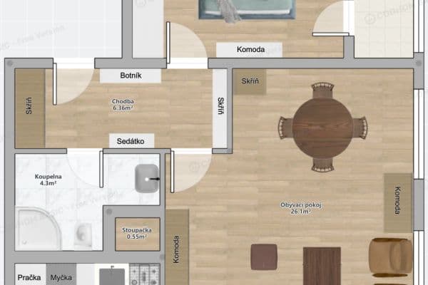 Prenájom bytu 2-izbový 57 m², Cafourkova, Praha Prenájom bytu 2-izbový 57 m², Cafourkova, Praha
