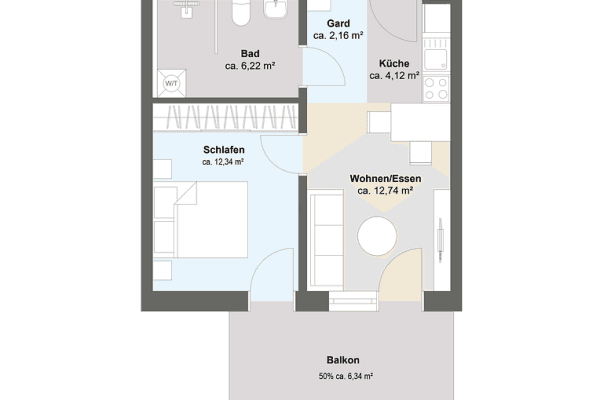 Predaj bytu 2-izbový 44 m², Babenhauser Straße 11, Boos Predaj bytu 2-izbový 44 m², Babenhauser Straße 11, Boos