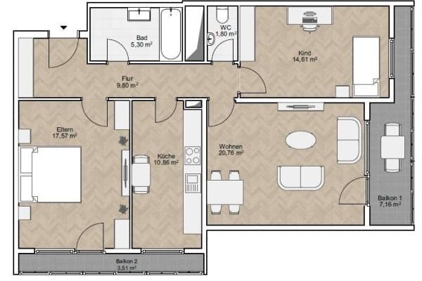 Predaj bytu 3-izbový 86 m², Wilhelm-Hauff-Str. 22, Augsburg Predaj bytu 3-izbový 86 m², Wilhelm-Hauff-Str. 22, Augsburg