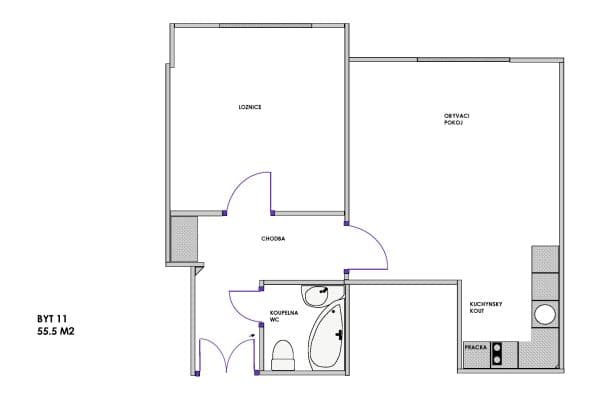 Prenájom bytu 2-izbový 55 m², Žerotínova, Praha Prenájom bytu 2-izbový 55 m², Žerotínova, Praha