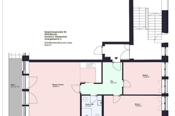 Prenájom bytu 3-izbový 82 m², Nymphenburger Straße 166, München, Bavorsko Prenájom bytu 3-izbový 82 m², Nymphenburger Straße 166, München, Bavorsko