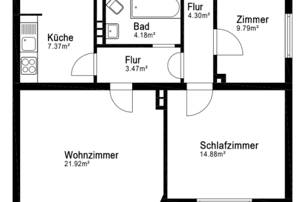 Prenájom bytu 3-izbový 72 m², Emmastraße 80, Bremen, Brémy Prenájom bytu 3-izbový 72 m², Emmastraße 80, Bremen, Brémy