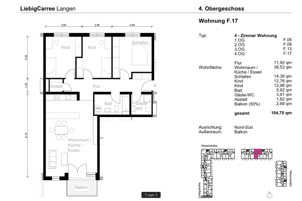 Prenájom bytu 4-izbový 105 m², Langen (Hessen) Prenájom bytu 4-izbový 105 m², Langen (Hessen)