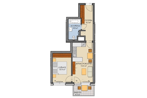 Predaj bytu 2-izbový 43 m², Honzíkova, Praha Predaj bytu 2-izbový 43 m², Honzíkova, Praha
