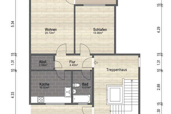 Prenájom bytu 2-izbový 62 m², Bremen, Brémy Prenájom bytu 2-izbový 62 m², Bremen, Brémy
