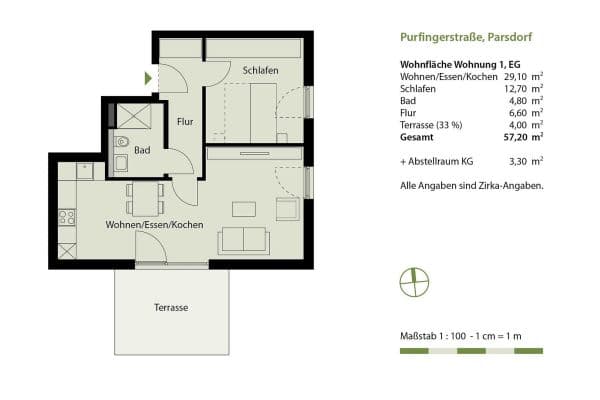 Predaj bytu 2-izbový 58 m², Parsdorf, Bavorsko Predaj bytu 2-izbový 58 m², Parsdorf, Bavorsko