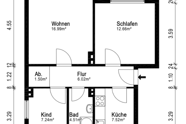 Prenájom bytu 3-izbový 59 m², Bremen, Brémy Prenájom bytu 3-izbový 59 m², Bremen, Brémy