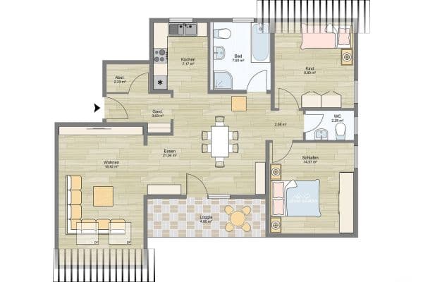 Predaj bytu 3-izbový 95 m², Hagenbüchach Predaj bytu 3-izbový 95 m², Hagenbüchach