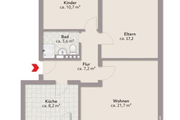 Prenájom bytu 3-izbový 71 m², Robinsbalje 28, Bremen, Brémy Prenájom bytu 3-izbový 71 m², Robinsbalje 28, Bremen, Brémy