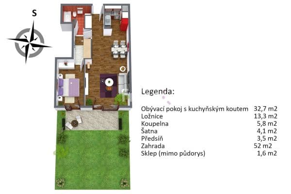 Prenájom bytu 2-izbový 59 m², Na Srážku, Praha Prenájom bytu 2-izbový 59 m², Na Srážku, Praha