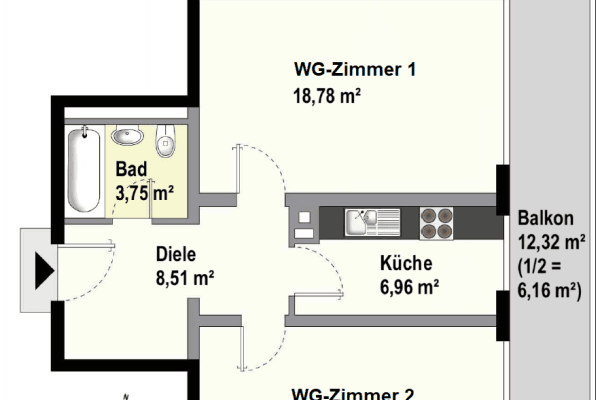 Prenájom bytu 2-izbový 60 m², Germering, Bavorsko Prenájom bytu 2-izbový 60 m², Germering, Bavorsko