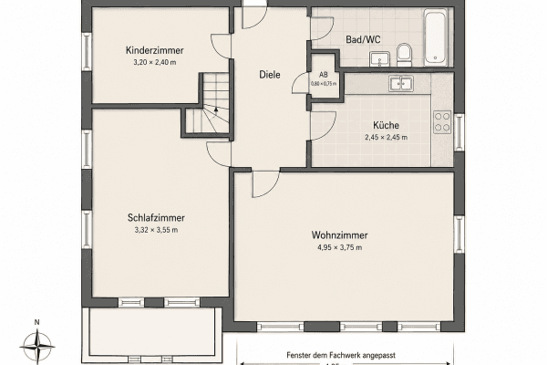 Prenájom bytu 3-izbový 63 m², Papenstraße 48, Lemgo Prenájom bytu 3-izbový 63 m², Papenstraße 48, Lemgo