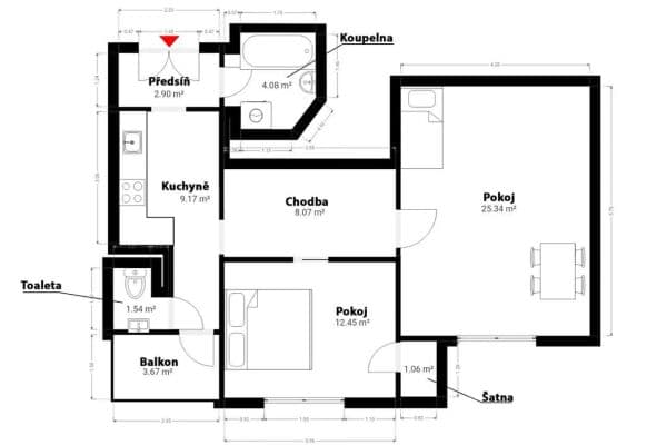 Prenájom bytu 2-izbový 67 m², Ambrožova, Praha Prenájom bytu 2-izbový 67 m², Ambrožova, Praha