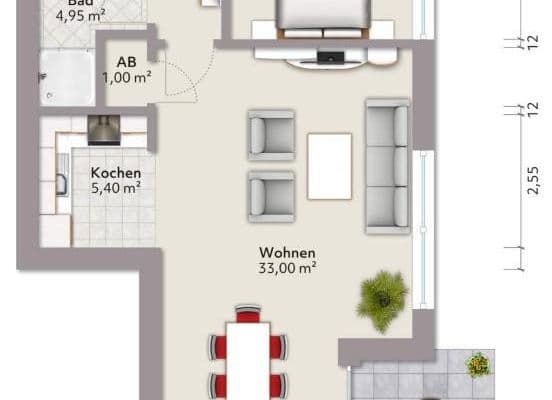 Prenájom bytu 2-izbový 62 m², Senningsweg 10, Schwerte Prenájom bytu 2-izbový 62 m², Senningsweg 10, Schwerte