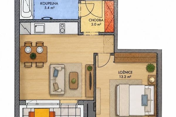 Predaj bytu 2-izbový 40 m², Gollové, Praha Predaj bytu 2-izbový 40 m², Gollové, Praha