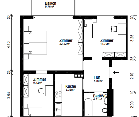 Prenájom bytu 3-izbový 64 m², Pforzheim Prenájom bytu 3-izbový 64 m², Pforzheim
