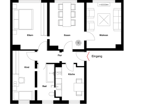 Prenájom bytu 4-izbový 79 m², Straße der Jugend 2, Altenpleen Prenájom bytu 4-izbový 79 m², Straße der Jugend 2, Altenpleen