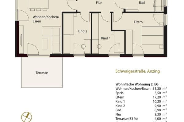 Prenájom bytu 4-izbový 95 m², Anzing, Bavorsko Prenájom bytu 4-izbový 95 m², Anzing, Bavorsko