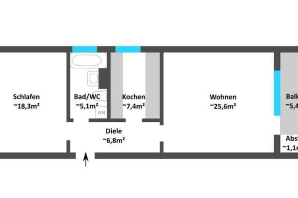 Prenájom bytu 2-izbový 67 m², Bergstraße 59, Würzburg Prenájom bytu 2-izbový 67 m², Bergstraße 59, Würzburg