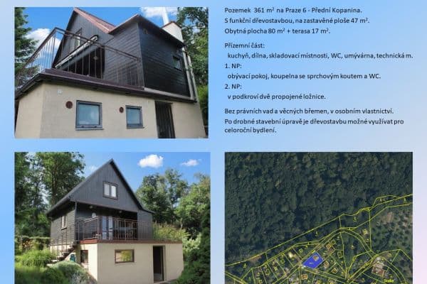Predaj rekreačného objektu 80 m², pozemok 361 m², Preláta, Praha Predaj rekreačného objektu 80 m², pozemok 361 m², Preláta, Praha