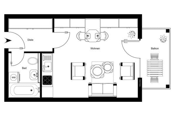 Prenájom bytu 1-izbový 34 m², Wassermannstraße 1A, Bamberg, Bavorsko Prenájom bytu 1-izbový 34 m², Wassermannstraße 1A, Bamberg, Bavorsko