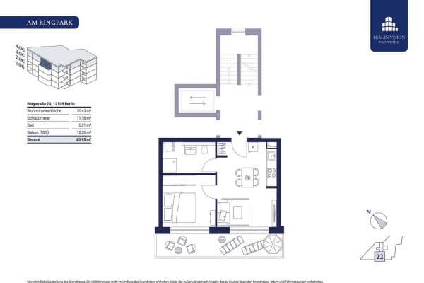Prenájom bytu 2-izbový 44 m², Ringstraße 70b, Berlin, Berlín Prenájom bytu 2-izbový 44 m², Ringstraße 70b, Berlin, Berlín