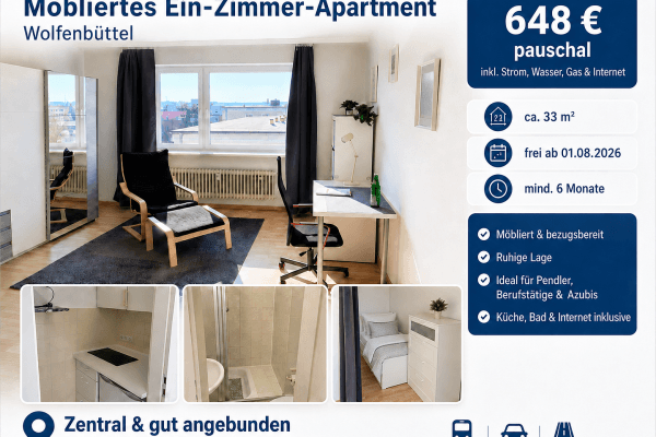 Prenájom bytu 1-izbový 34 m², Wolfenbüttel Prenájom bytu 1-izbový 34 m², Wolfenbüttel