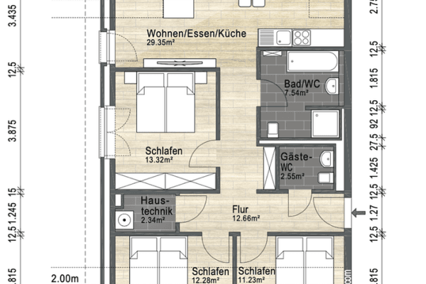 Prenájom bytu 4-izbový 86 m², Papendorfer Str. 7, Brunsbek Prenájom bytu 4-izbový 86 m², Papendorfer Str. 7, Brunsbek