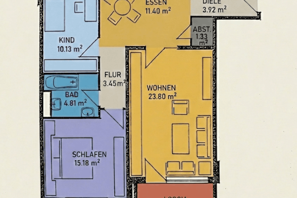 Prenájom bytu 3-izbový 88 m², Rodgau Nieder-Roden Prenájom bytu 3-izbový 88 m², Rodgau Nieder-Roden