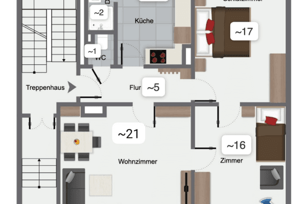 Prenájom bytu 3-izbový 75 m², Darmstadt, Hesensko Prenájom bytu 3-izbový 75 m², Darmstadt, Hesensko