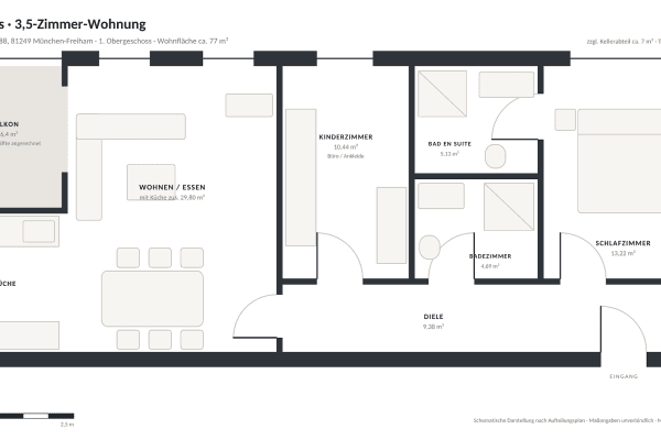 Prenájom bytu 3-izbový 79 m², Freihamer Weg 88, München, Bavorsko Prenájom bytu 3-izbový 79 m², Freihamer Weg 88, München, Bavorsko