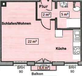 Prenájom bytu 1-izbový 29 m², Mannheim, Bádensko-Wurttembersko Prenájom bytu 1-izbový 29 m², Mannheim, Bádensko-Wurttembersko