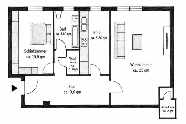 Prenájom bytu 2-izbový 64 m², Essen Prenájom bytu 2-izbový 64 m², Essen