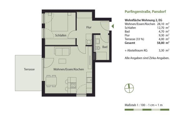 Predaj bytu 2-izbový 59 m², Parsdorf, Bavorsko Predaj bytu 2-izbový 59 m², Parsdorf, Bavorsko