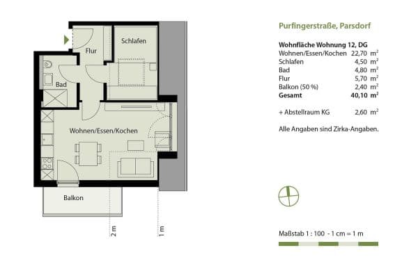Predaj bytu 2-izbový 41 m², Parsdorf, Bavorsko Predaj bytu 2-izbový 41 m², Parsdorf, Bavorsko