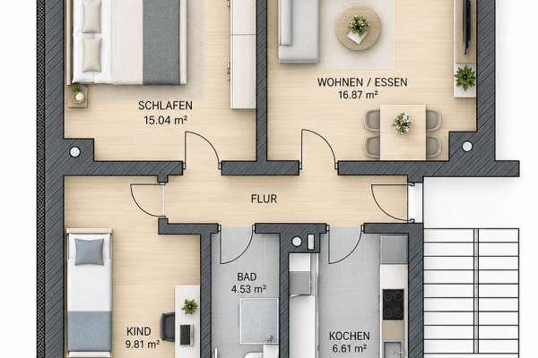 Prenájom bytu 3-izbový 61 m², Hainstraße 16, Thum Prenájom bytu 3-izbový 61 m², Hainstraße 16, Thum
