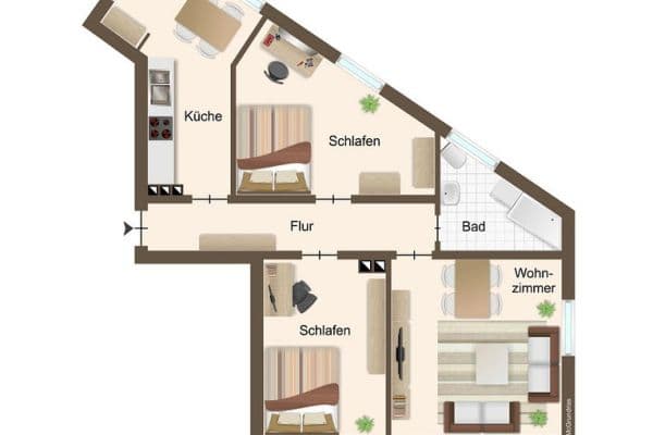 Prenájom bytu 3-izbový 70 m², Bohmter Straße 54, Osnabrück, Dolné Sasko Prenájom bytu 3-izbový 70 m², Bohmter Straße 54, Osnabrück, Dolné Sasko