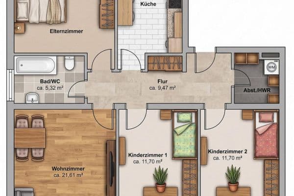 Prenájom bytu 4-izbový 98 m², Gartenstraße 19a, Langweid am Lech Prenájom bytu 4-izbový 98 m², Gartenstraße 19a, Langweid am Lech