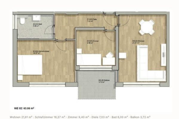 Predaj bytu 3-izbový 64 m², Freising, Bavorsko Predaj bytu 3-izbový 64 m², Freising, Bavorsko