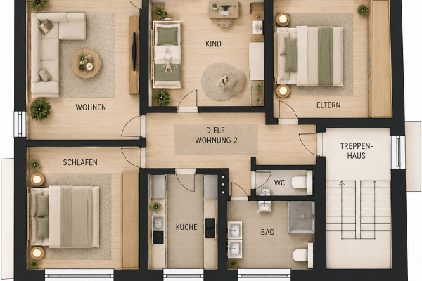 Prenájom bytu 4-izbový 99 m², Sassenberg Prenájom bytu 4-izbový 99 m², Sassenberg
