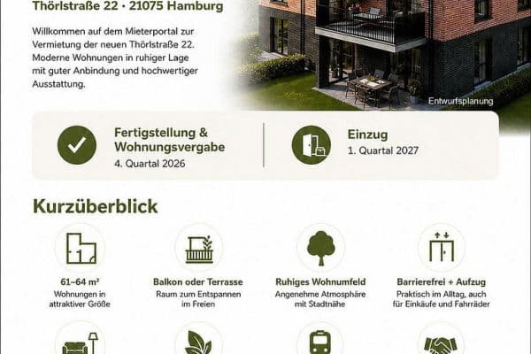 Prenájom bytu 3-izbový 65 m², Thörlstrasse, 22, Hamburg, Hamburg Prenájom bytu 3-izbový 65 m², Thörlstrasse, 22, Hamburg, Hamburg