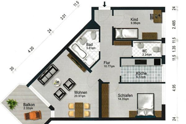 Predaj bytu 3-izbový 83 m², Aalenerstraße 24, Leonberg Predaj bytu 3-izbový 83 m², Aalenerstraße 24, Leonberg