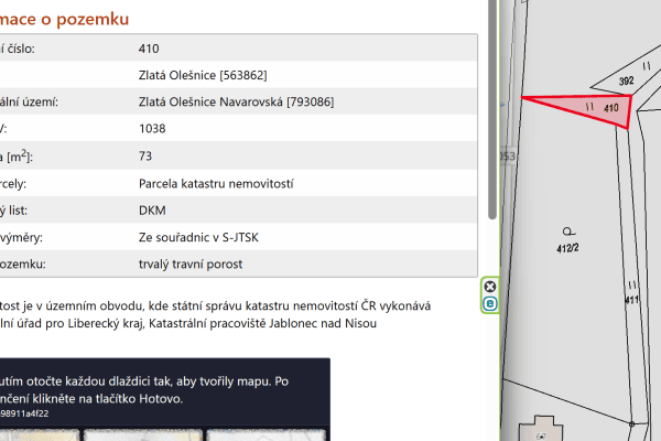Predaj pozemku 1.629 m², Tanvald Predaj pozemku 1.629 m², Tanvald