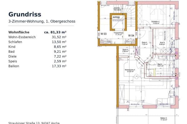 Prenájom bytu 3-izbový 82 m², Ascha Prenájom bytu 3-izbový 82 m², Ascha