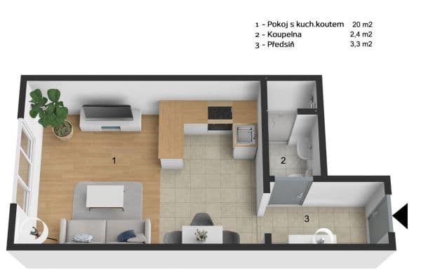Prenájom bytu 1-izbový 27 m², Záběhlická, Praha Prenájom bytu 1-izbový 27 m², Záběhlická, Praha