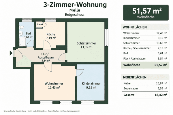 Predaj bytu 3-izbový 52 m², Gesmolder Straße 36, Melle Predaj bytu 3-izbový 52 m², Gesmolder Straße 36, Melle