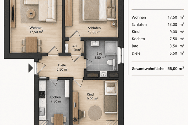 Prenájom bytu 3-izbový 56 m², Reuenberg 53b, Essen, Severné Porýnie - Westfálsko Prenájom bytu 3-izbový 56 m², Reuenberg 53b, Essen, Severné Porýnie - Westfálsko