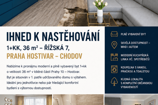 Prenájom bytu 1-izbový 39 m², Rižská, Praha Prenájom bytu 1-izbový 39 m², Rižská, Praha