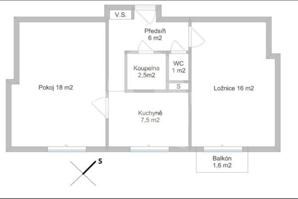 Prenájom bytu 2-izbový 50 m², Nad Zlíchovem, Praha